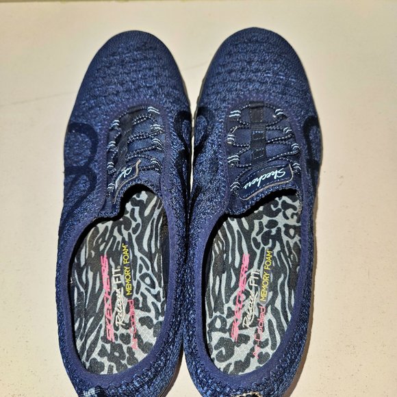 Skechers Breathe Easy Womens Slip On Memory Foam Sneakers ~ Navy Blue ~ Size 9.5 - Picture 5 of 6